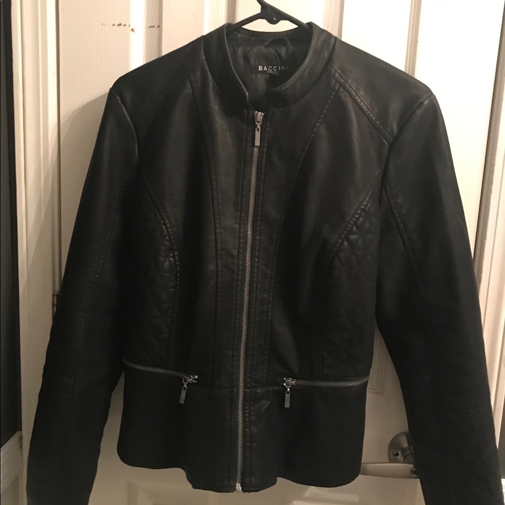 Baccini Vegan Leather peplum Jacket